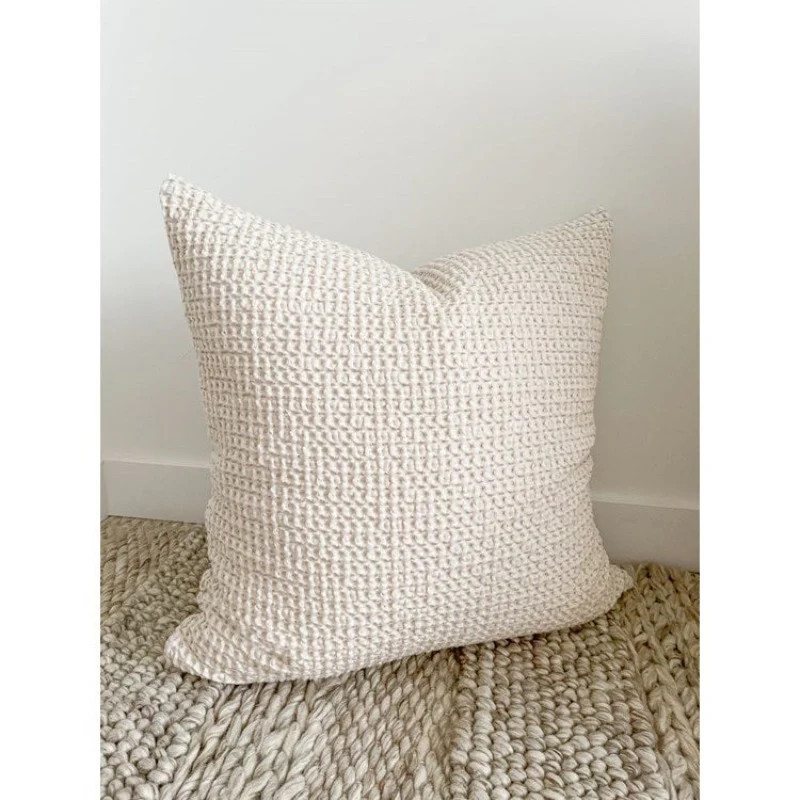 Ivory & Taupe Waffle Weave Pillow (4 Sizes) | Linen & Flax Co