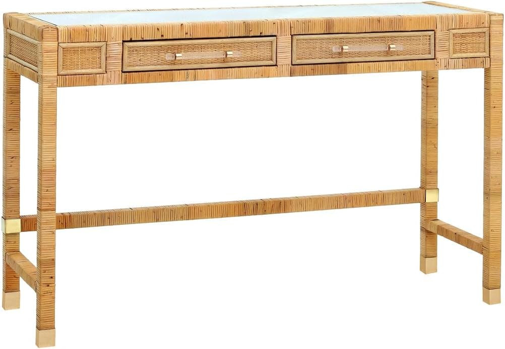 Desk in Natural Rattan Veneer | Amazon (US)