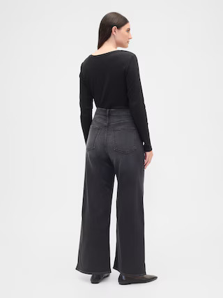 High Rise Wide-Leg Sweatpant Jeans | Gap Factory