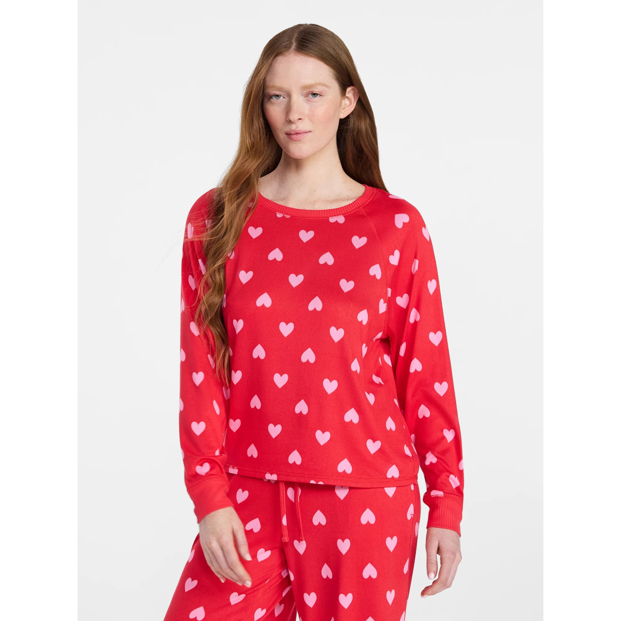 Joyspun Women's Cozy Lounge Collection Hacci Knit Long Sleeve Sleep Top, Sizes XS-3X | Walmart (US)