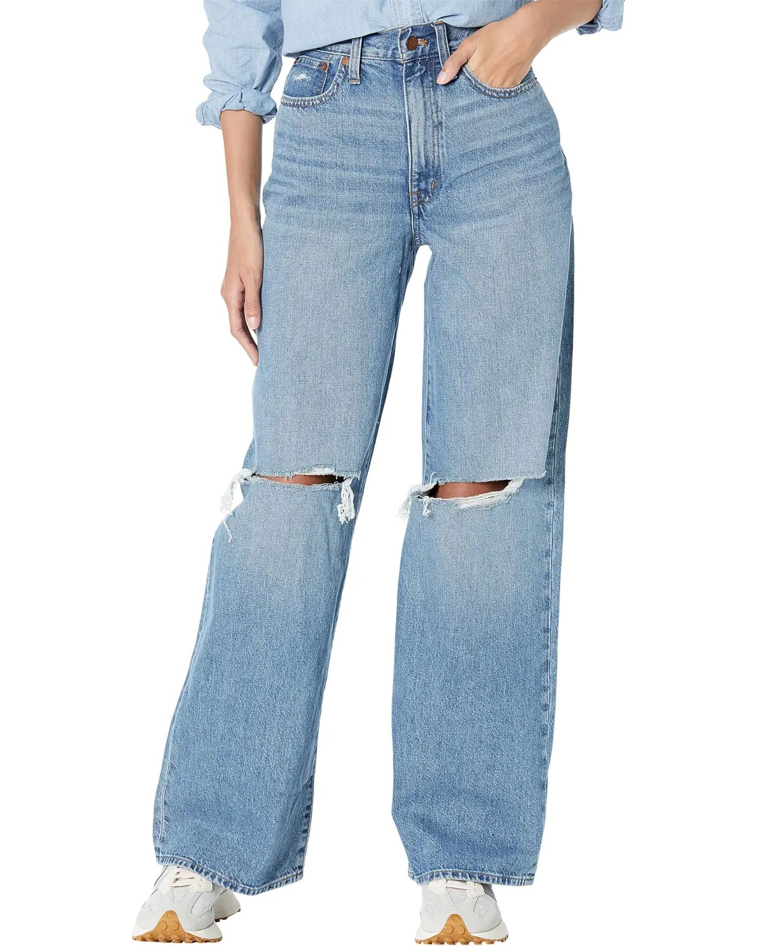 Madewell Superwide-Leg Jeans in Amcliffe Wash: Knee-Rip Edition | Zappos