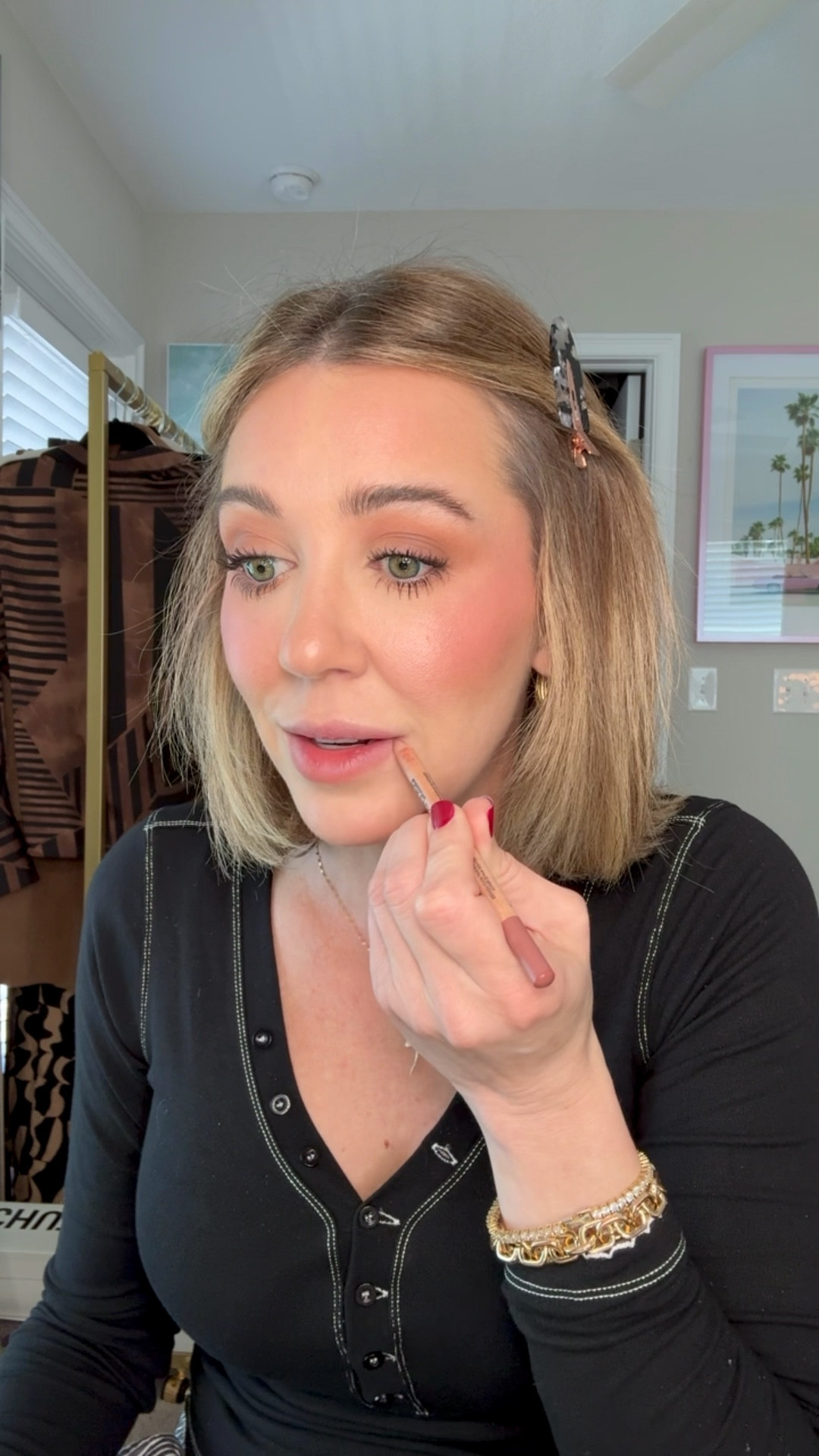 Undereye color corrector: fair
Foundation: 100 light neutral 
Concealer: bisque 
Contour stick: tiger eye
Highlight: mesmerize 
Blush-
Merit: le bonbon
Makeup hy Mario: strawberry sunset
YSL blush: make me blush 
Lipliner: wherever walnut
Lipstick: 03 Fenty glow 

#LTKBeauty #LTKSaleAlert