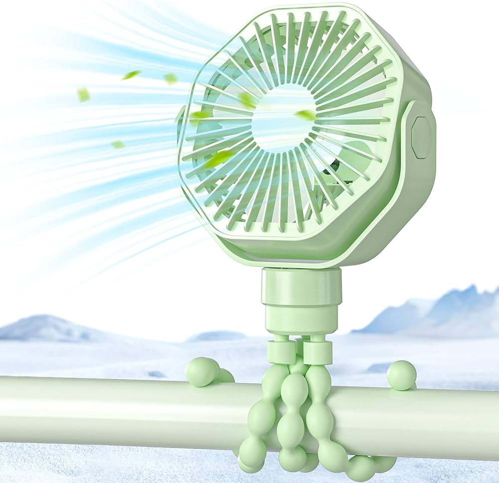 Portable Stroller Fan with Flexible Tripod, 3 Speeds Rechargeable Handheld Personal Fan, 360°Rot... | Amazon (US)