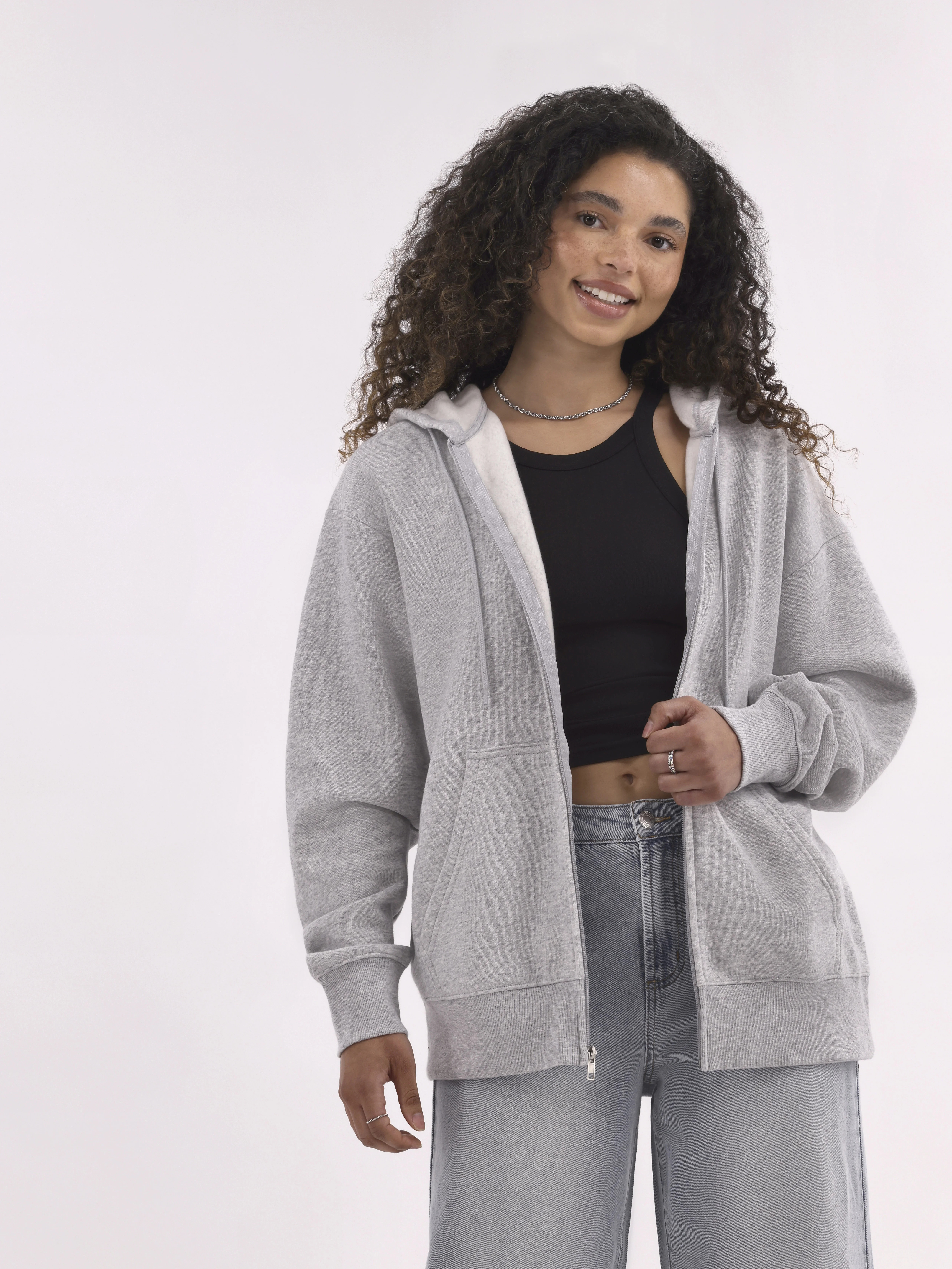 No Boundaries Oversized Zip Hoodie, Women’s and Women’s Plus | Walmart (US)