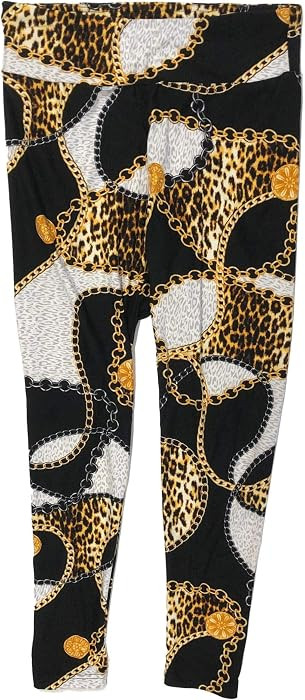 NoBo Junior Womens Soft High Rise Leopard Print Gold Chain Leggings Pants | Amazon (US)