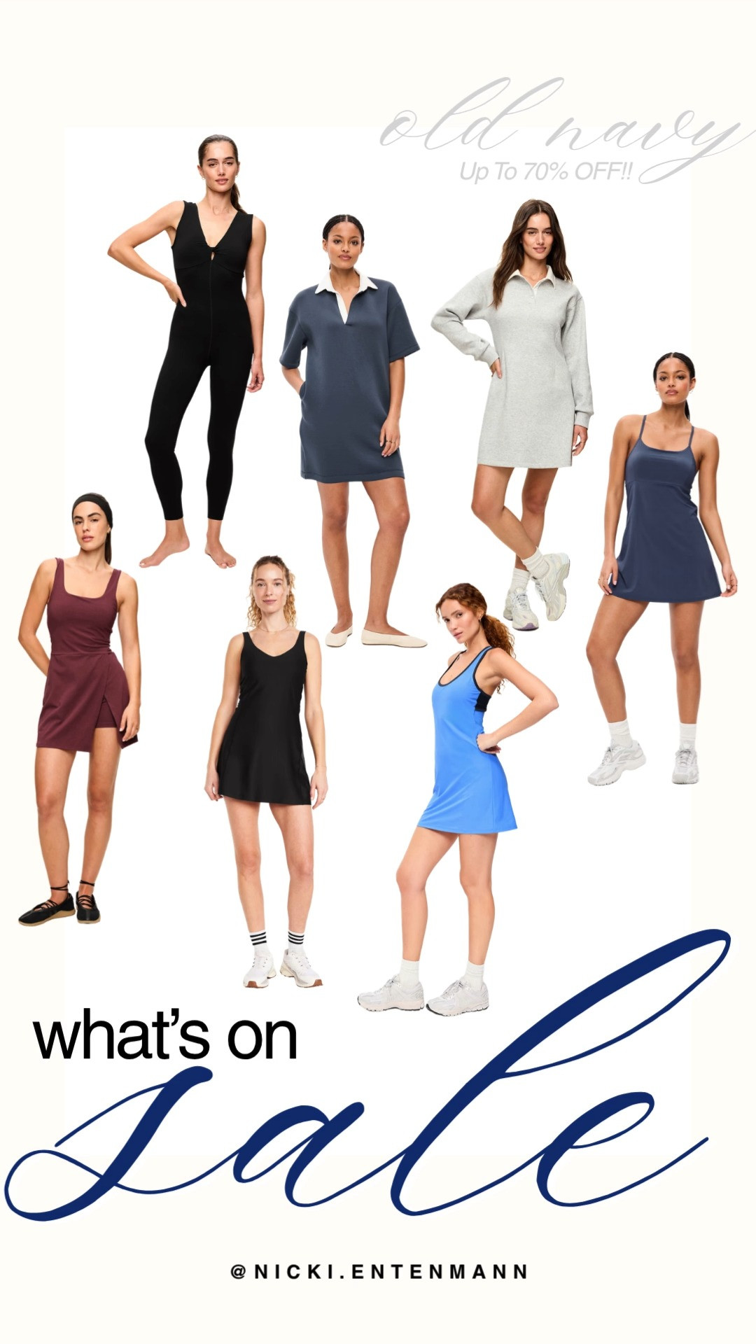 Score up to 70% off during this major Old Navy sale roundup featuring easy, preppy-casual dresses and jumpsuits! The selection highlights long-sleeve polo sweatshirt dresses, active exercise dresses, sleeveless bodycons, and sleek black bodysuits in shades of slate blue, heather grey, deep wine burgundy, and classic black. Style them effortlessly with sneakers or flats for an easy weekend athletic look.

#oldnavy #oldnavystyle #whatsonsale #activewear #athleisure #preppycasual #dresssale 

 #LTKfitnessgoals #LTKActive #LTKSaleAlert