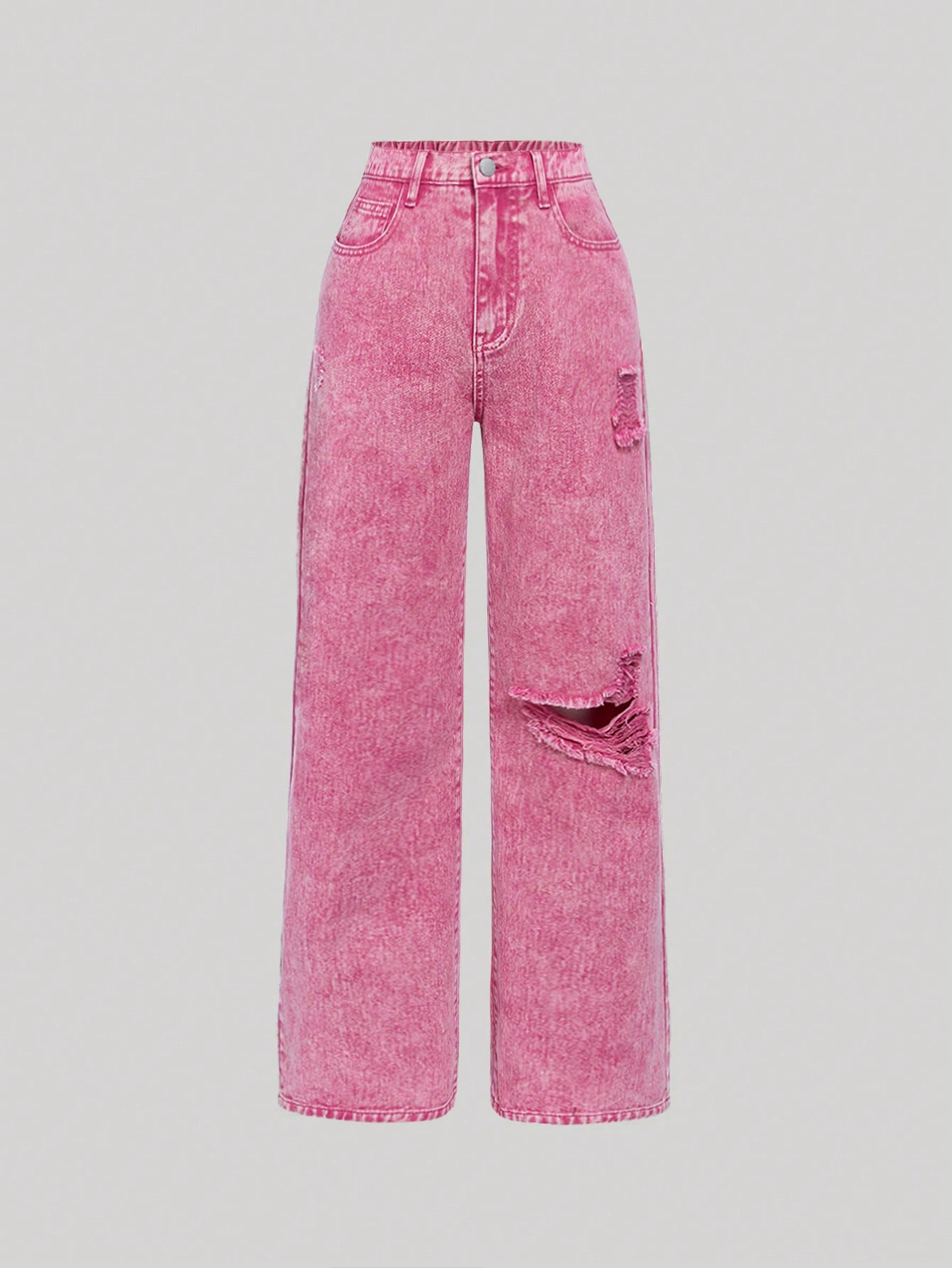 Teen Girl Ripped Straight Leg Jeans | SHEIN