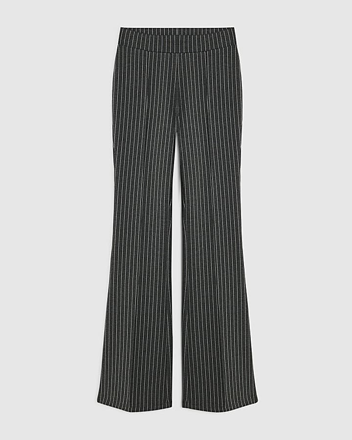 Grey Pinstripe Flared Leg Trousers | River Island UK & IE