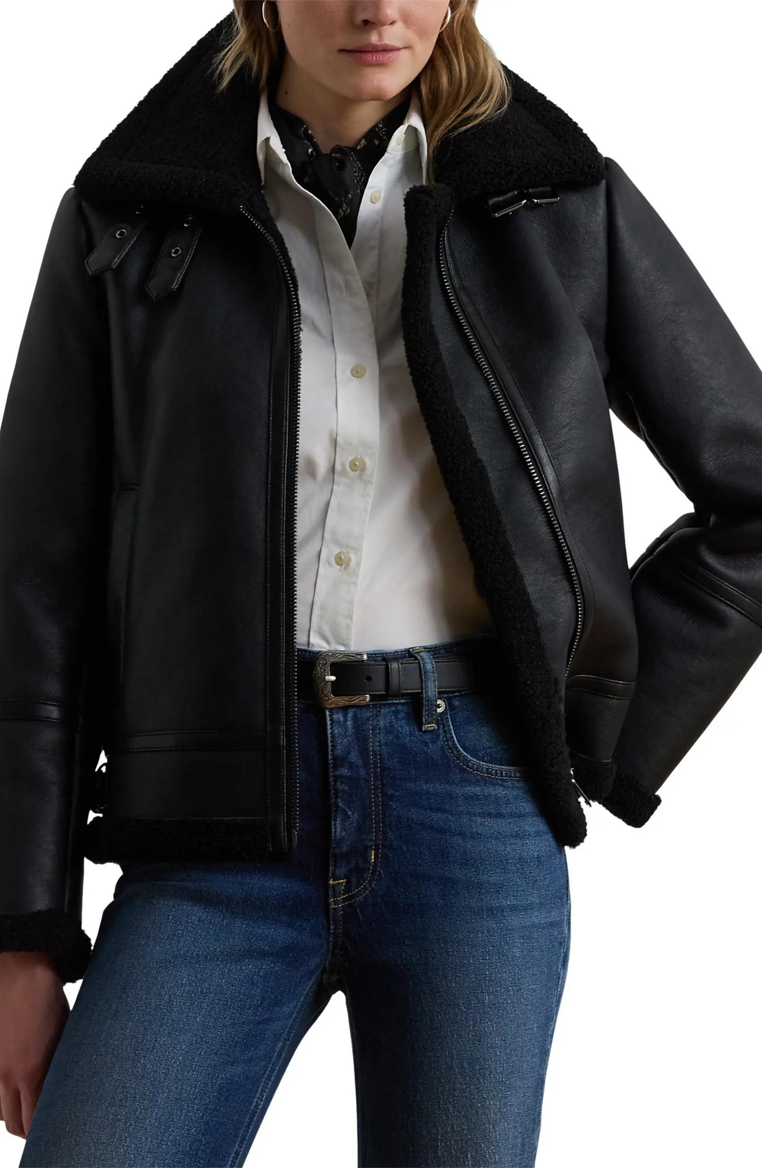 Faux Leather & Faux Shearling Bomber Jacket | Nordstrom