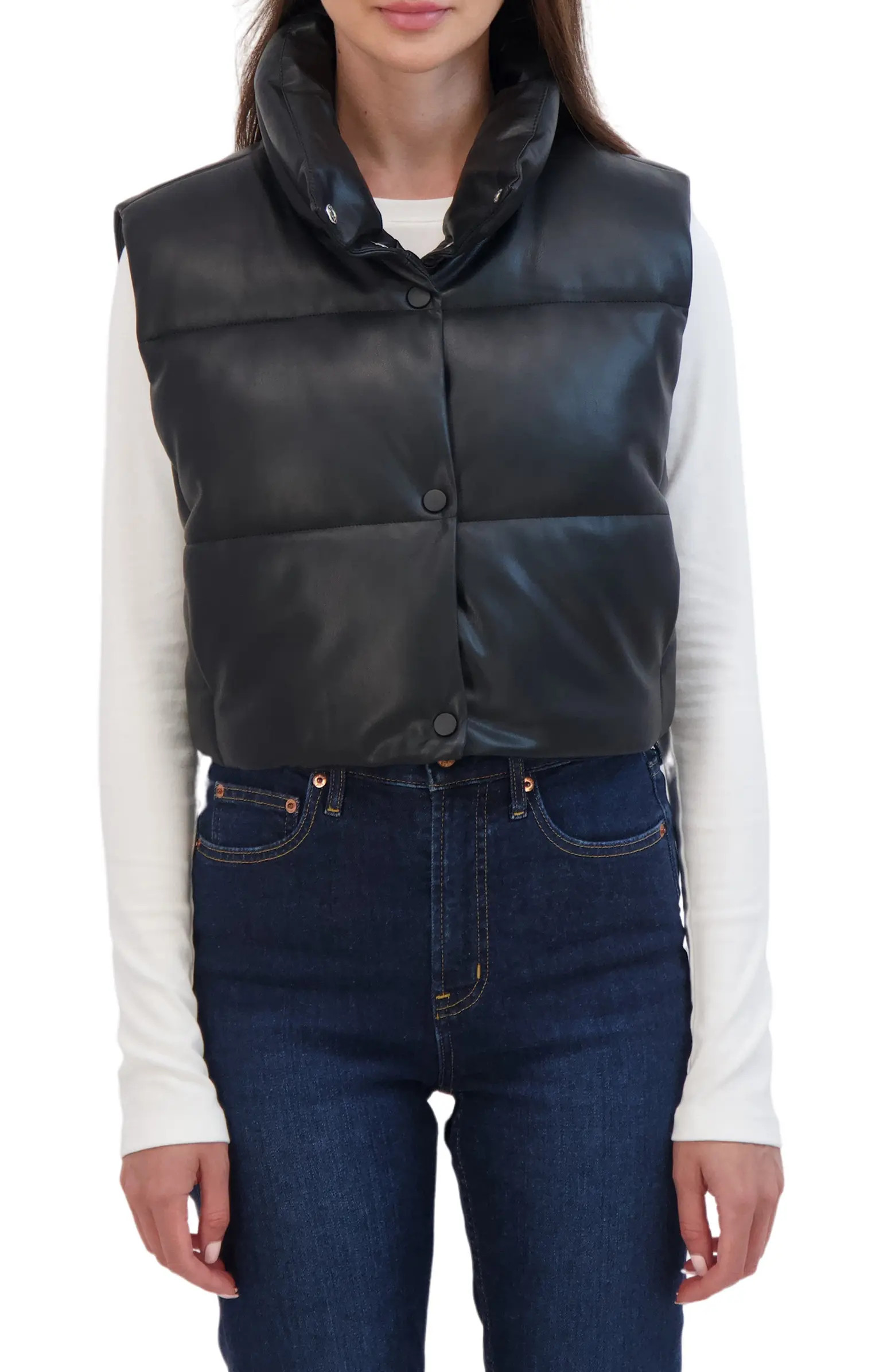 Sebby Crop Faux Leather Vest | Nordstromrack | Nordstrom Rack