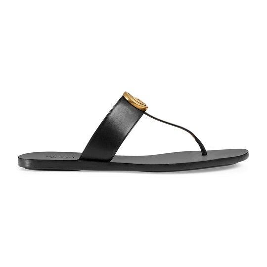 Leather thong sandal with Double G | Gucci (US)