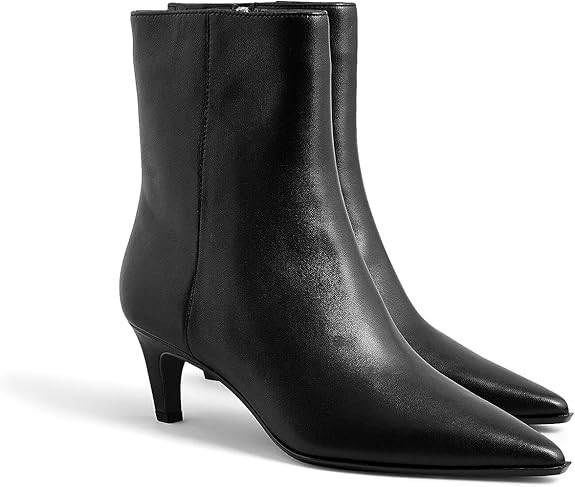 Coutgo Ankle Boots for Women Kitten Low Heel Pointed Toe Booties Side Zipper Fall Shoes | Amazon (US)