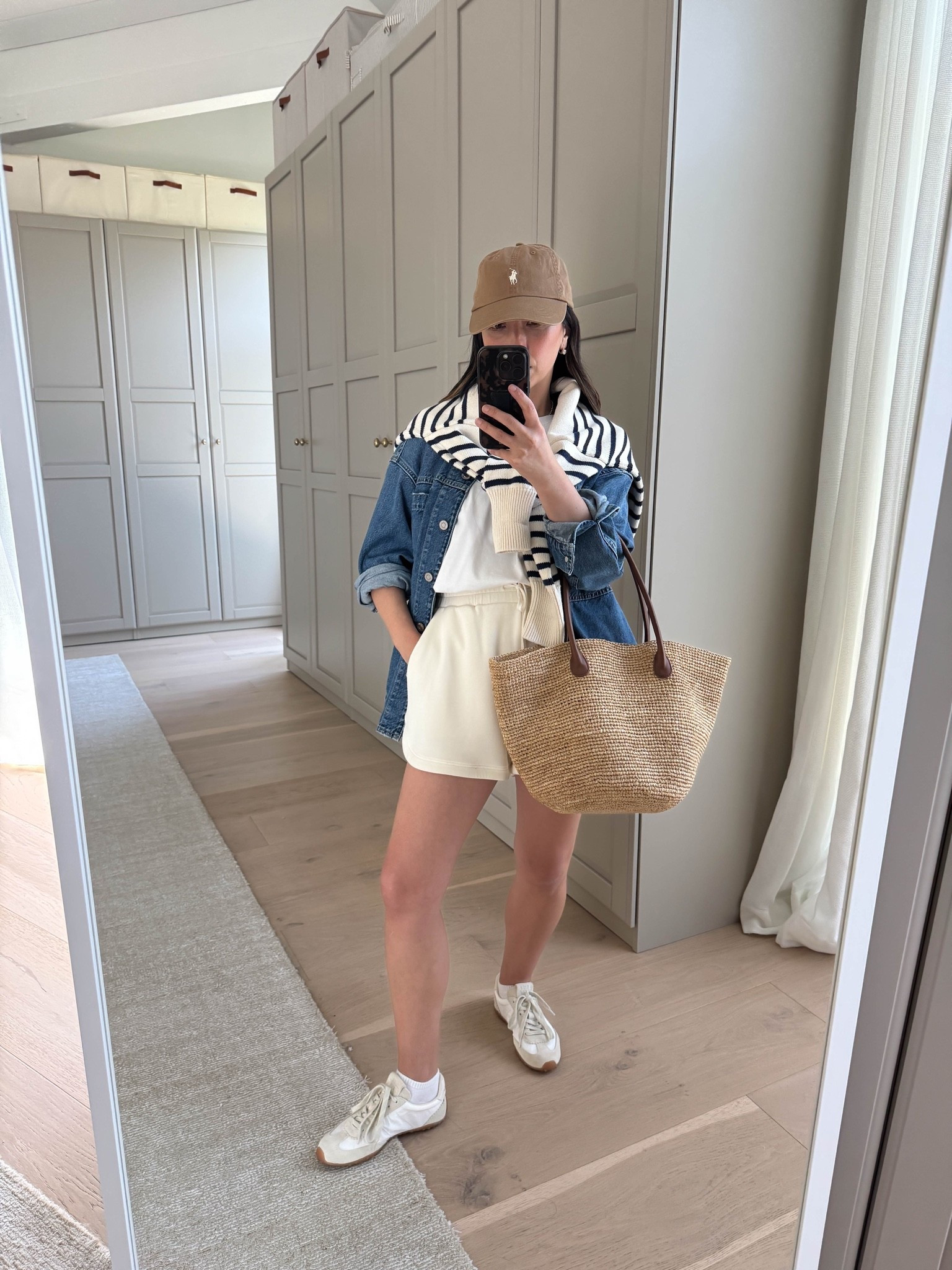 This denim shirt jacket just got restocked. One of those throw-on pieces that makes simple summer outfits feel a little more pulled together.

Gap shacket petite xs 
Madewell tee - linked similar
Varley shorts small 
Minnow sweater small 
Amazon socks 
Bimba Y Lola sneakers 5 - run big 
Aritzia tote - sold out, linked similar
Polo Ralph Lauren hat - linked similar
Dorsey James necklace 15” 
Electric Picks earrings

#LTKmomlife #LTKootd #LTKPetite