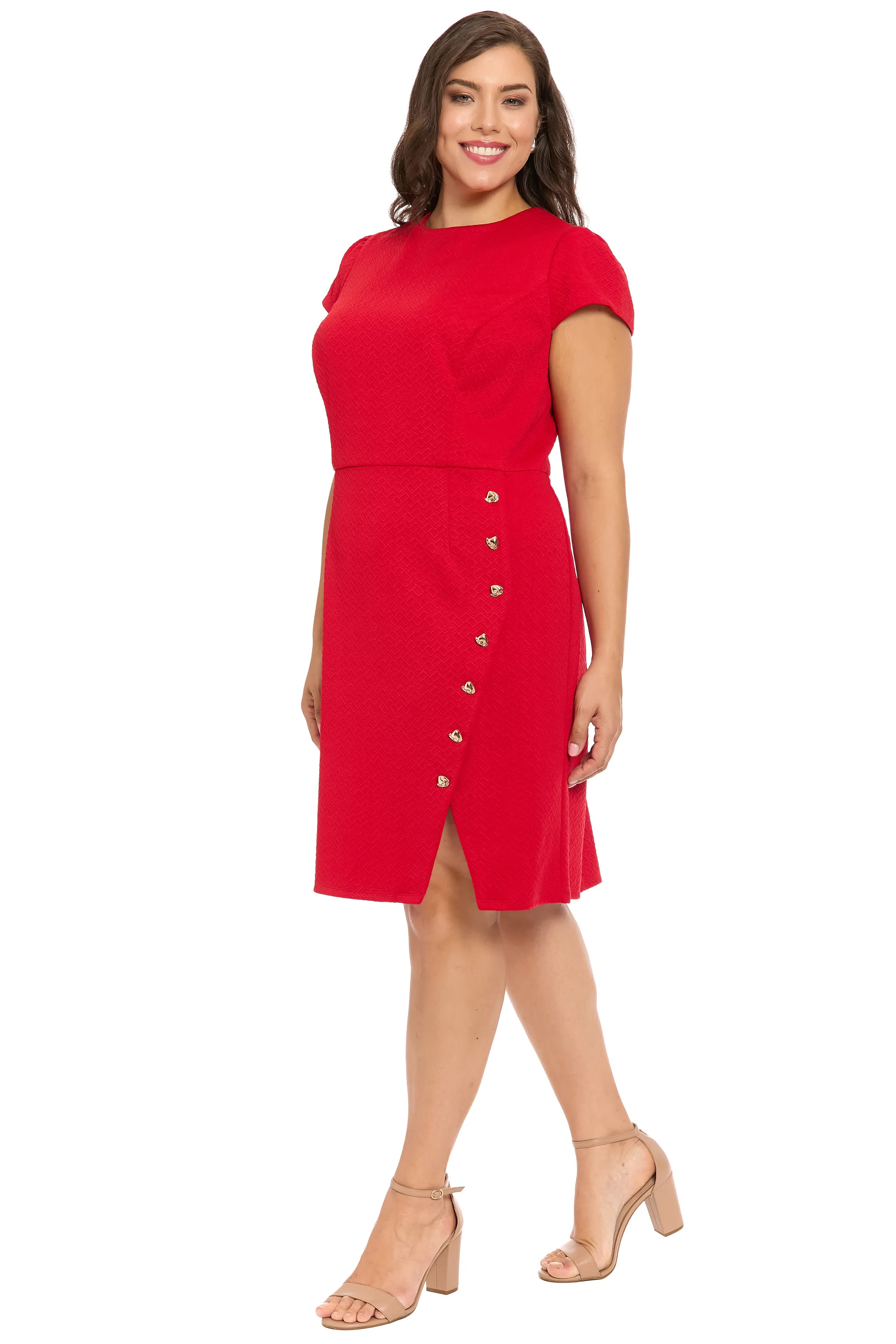 Greer Structured Diamond Knit Dress Sheath Short Sleeve | London Times | Maggy London