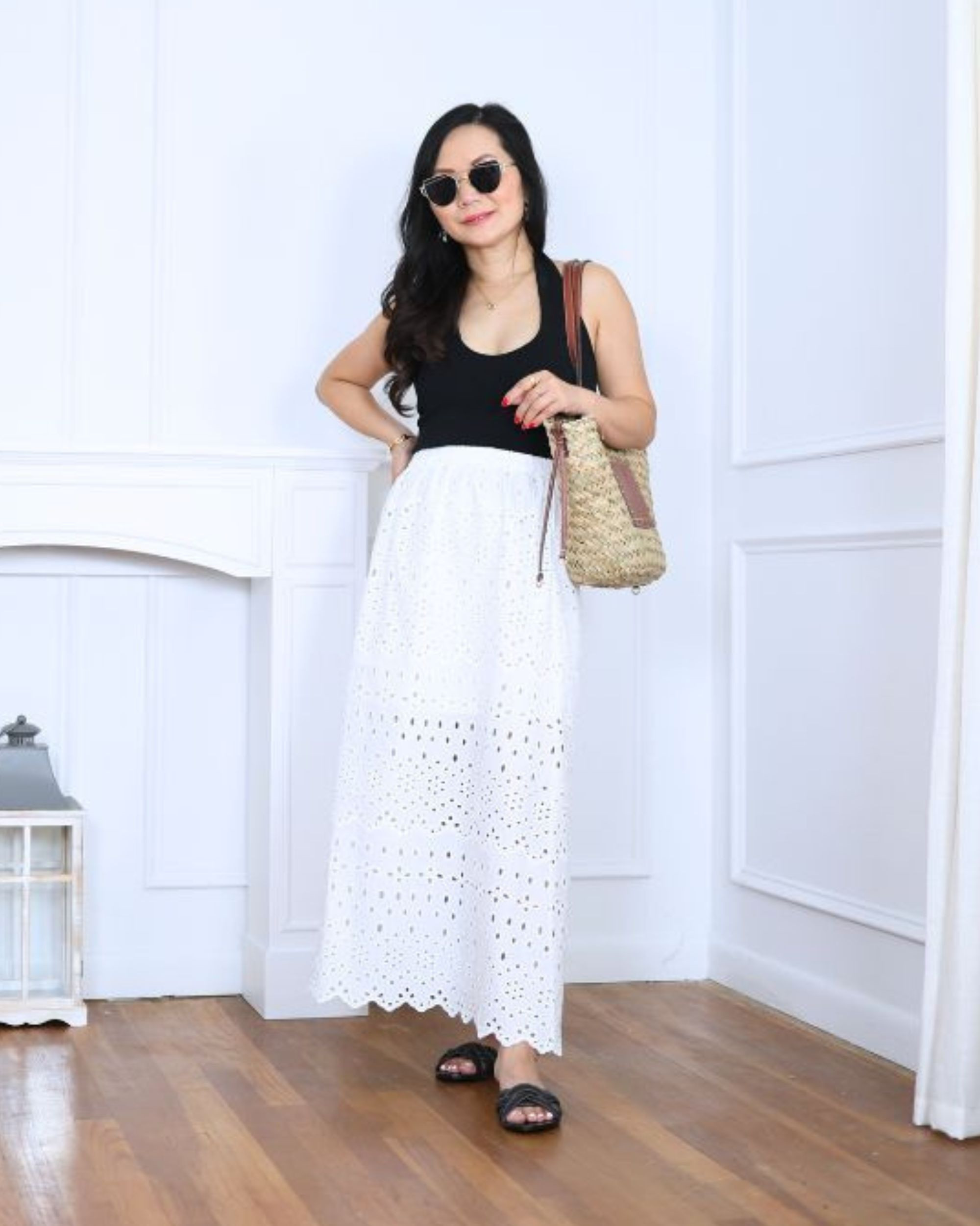 This halter top from Loft (S) is such a summer go-to—light and comfy without feeling too bare. I paired it with an eyelet skirt from H&M, a big straw bag, and flat sandals for an easy outfit that feels laid-back but still a little special.

#LTKPetite #LTKOver40 #LTKStyleTip