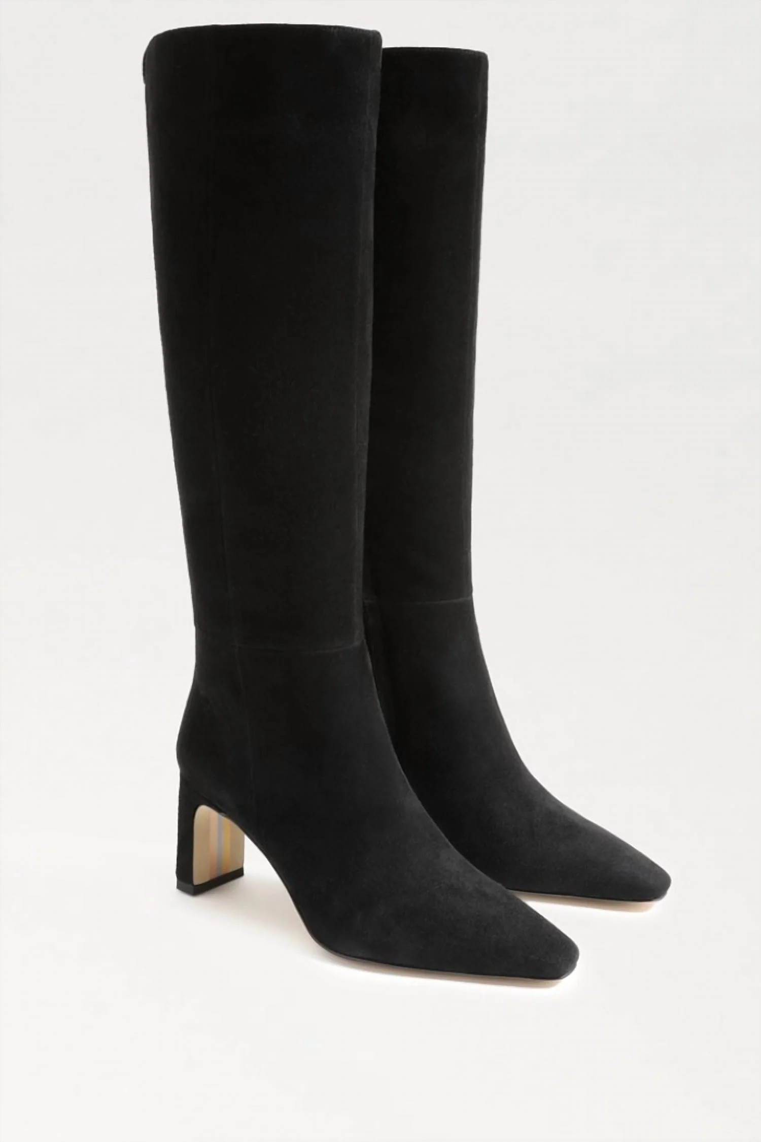 Women Sylvia Knee High Boot In Black Suede | Shop Simon