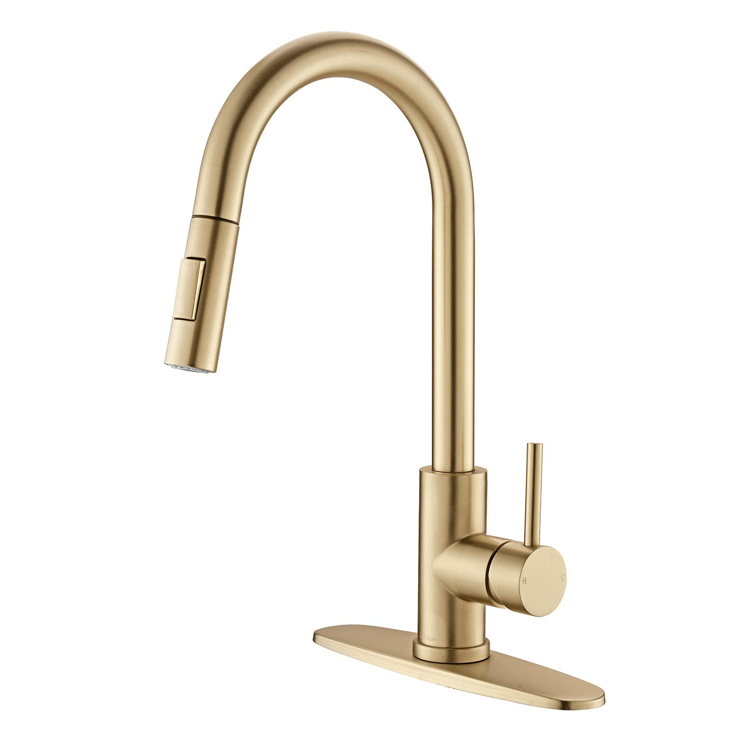 Tohlar Gold Kitchen Faucets with Pull-Down Sprayer, Modern Stainless Steel Single Handle Pull Down K | Amazon (US)