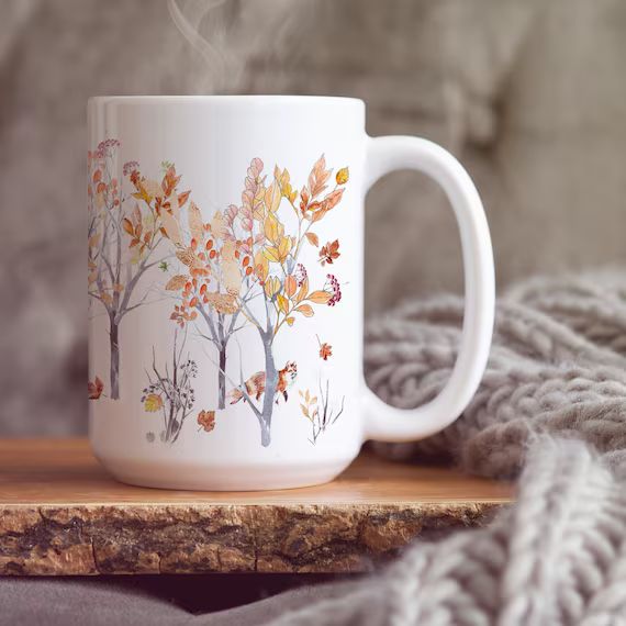 Autumn/fall Mug With Woodland Animals Seasonal Foliage Large - Etsy | Etsy (US)