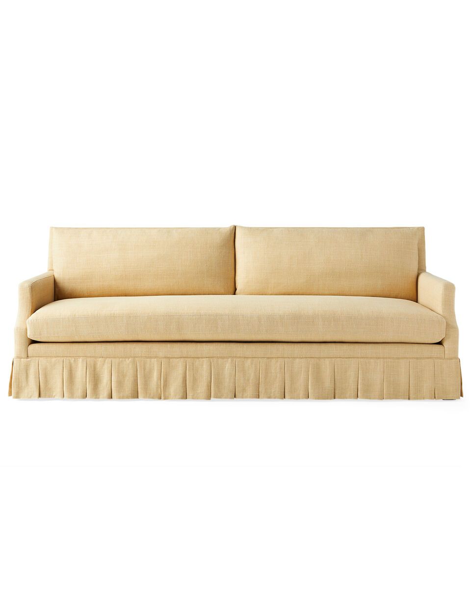 Grady Pleated Sofa in Wheat Washed Linen | Serena and Lily