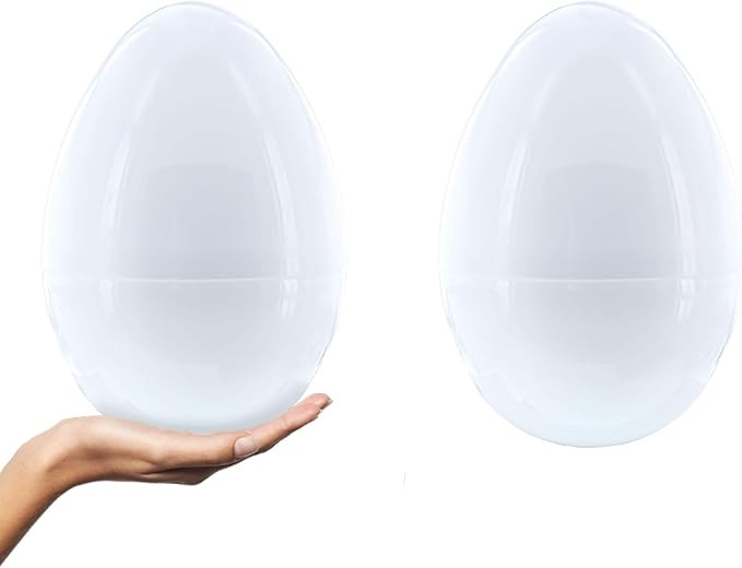Set of 2 White Plastic Jumbo Size Easter Eggs 10 Inches | Amazon (US)