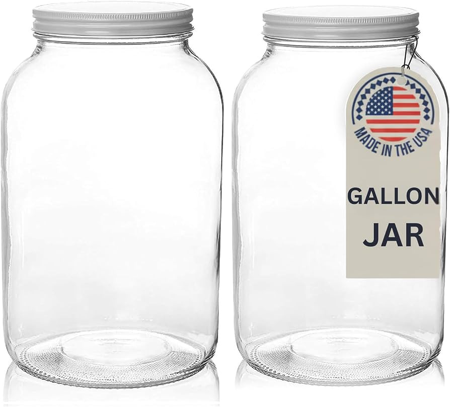 kitchentoolz Gallon Jar 1 Gallon Glass Jar with Lid – Wide Mouth Large Glass Jar for Fermenting... | Amazon (US)