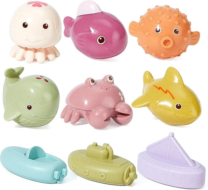 Mold-Free & No Holes Baby Bath Toys for 6-12 Months & Kids Ages 1-3 | 9 Pack Animal & Floating Bo... | Amazon (US)