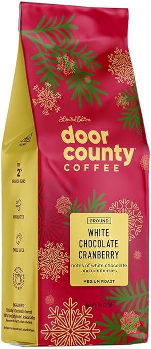 Door County Coffee White Chocolate Cranberry Flavored Coffee Ground - 8oz Bag - Holiday Seasonal ... | Amazon (US)