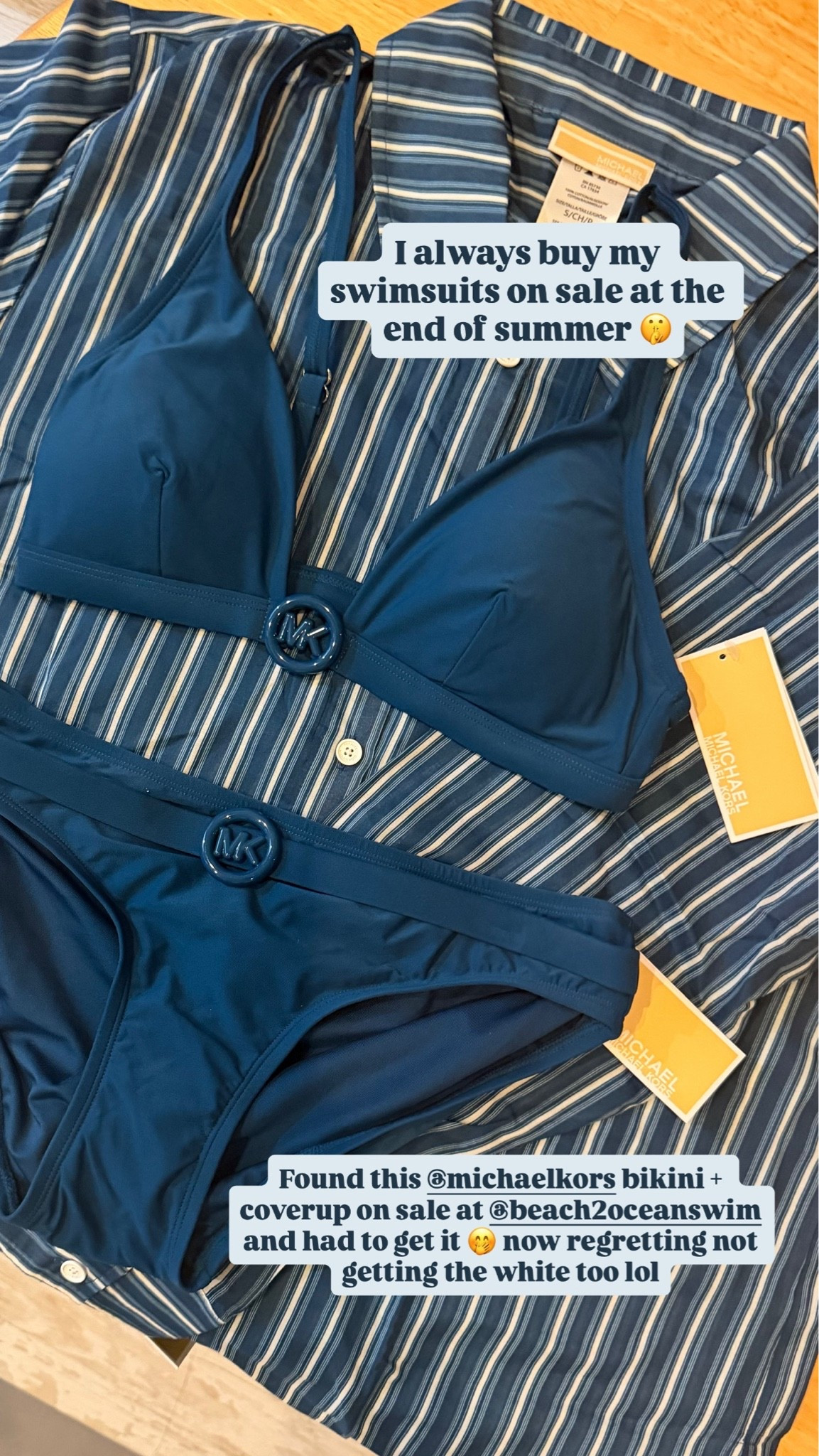 Found this michael kors blue bikini on sale and had to get it 🤭 now regretting not getting the white swimsuit too lol!! 

End of summer swim sales are my weakness!

#LTKSwim #LTKSeasonal #LTKSaleAlert