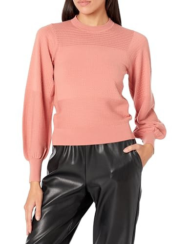 Club Monaco Women's Textured Stitch Crew Neck Sweater, Dusty Pink/Rose, Small | Amazon (US)