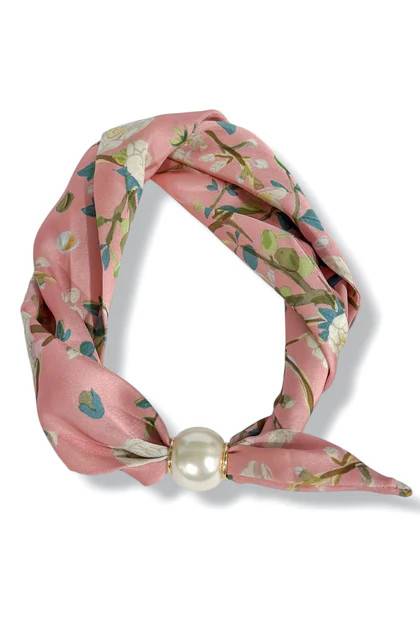 Taking Me Back Pink Floral Scarf Necklace | The Willow Tree