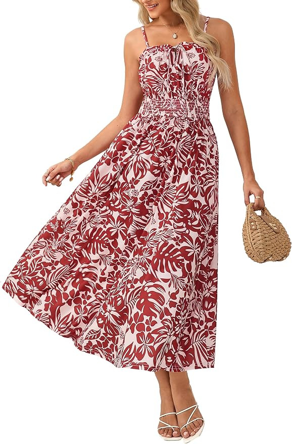 GRACE KARIN Womens Summer Clothes 2026 Boho Floral Maxi Long Dresses Spaghetti Straps Casual Beac... | Amazon (US)