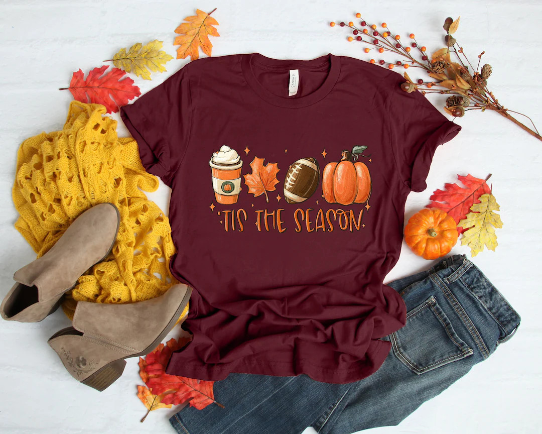Tis The Season, Fall Coffee Shirt, Hot Coffee Shirt, Coffee Lovers Shirt, Fall Shirt, Pumpkin Lat... | Etsy (US)