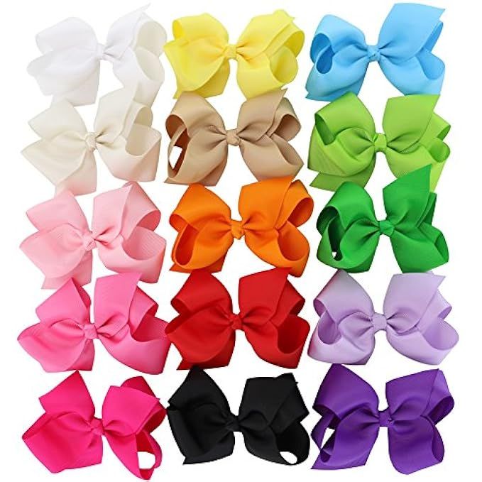 3 in 4.5in 6in Hair Bows For Girls Grosgrain Ribbon Large Butique Bow Clip Teens Toddlers Kids Child | Amazon (US)