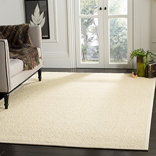 SAFAVIEH Natural Fiber Collection Area Rug - 6' Square, Cream, Sisal, Woven Design with Border (NF525A) | Amazon (US)