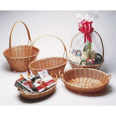 HUBERT® Wicker Basket with Handle Oval Polypropylene - 12 1/2 L x 9 W x 2 1/2 H | Walmart (US)