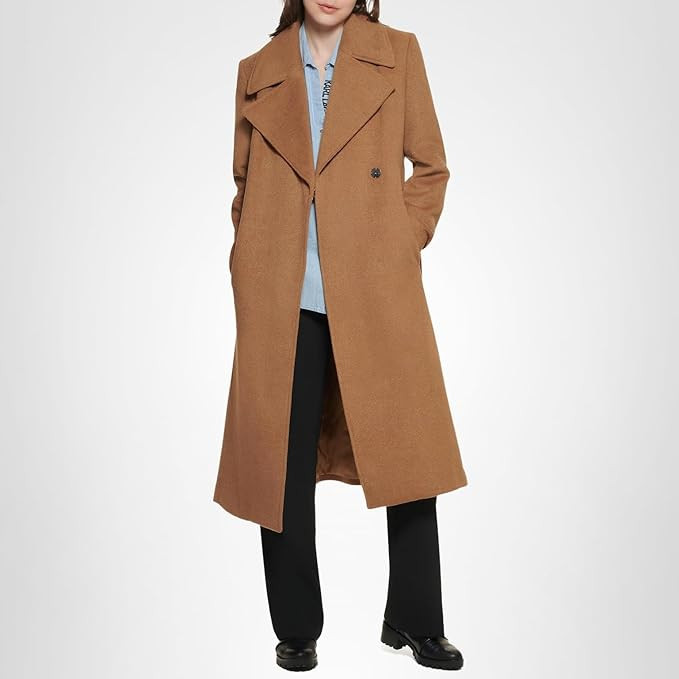 KARL LAGERFELD Womens Luxe Twill Classic Belted Maxi | Amazon (US)