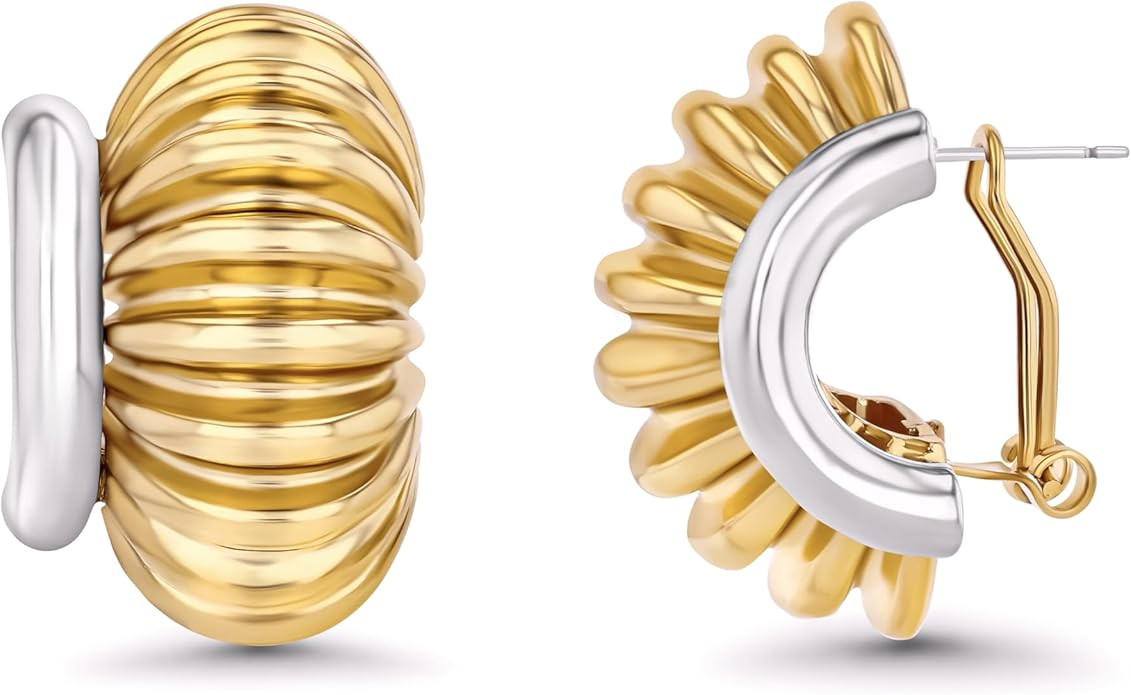 Large Gold Silver Chunky Clip on Statement Earrings for Women by SNGIA, Bold Handmade Exaggerated... | Amazon (US)