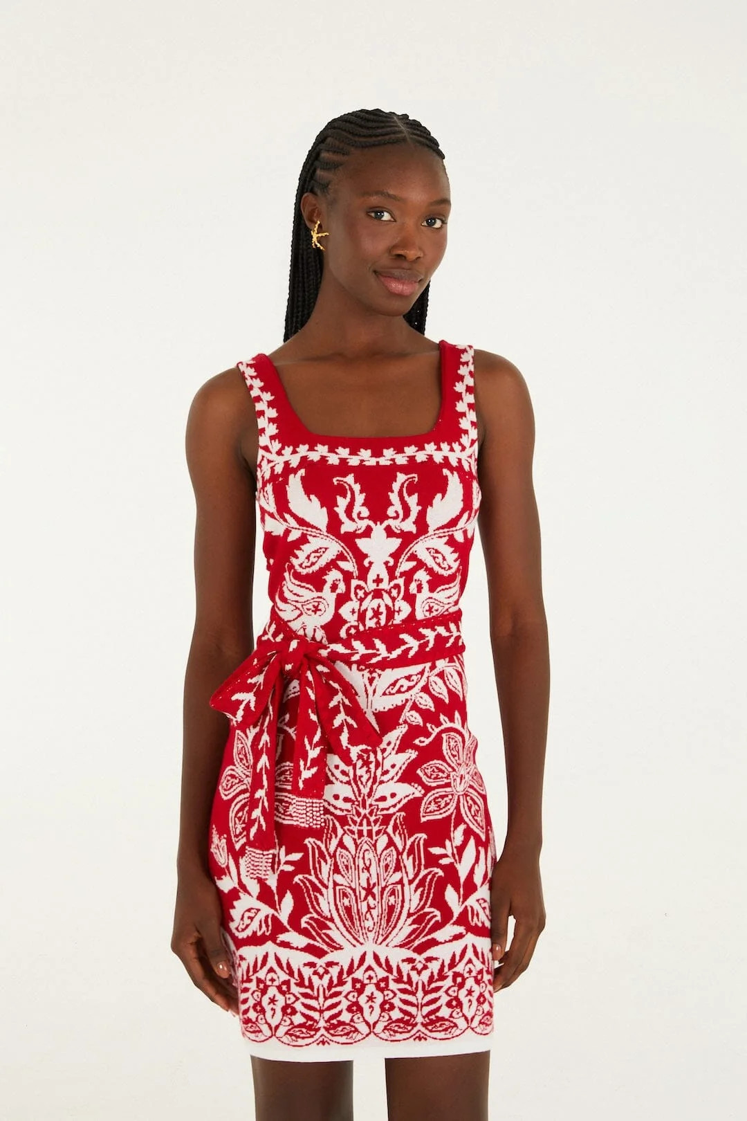 Red Miranda Knit Mini Dress | FARM Rio | FarmRio (US)