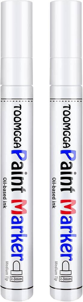 Amazon.com: White Paint Pen Permanent Paint Markers - 2 Pack Oil Based Paint Markers, Medium Poin... | Amazon (US)