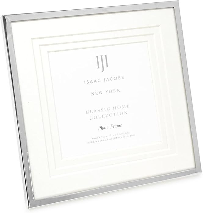 Isaac Jacobs 6x6 (Matted 4x4) Silver Metal Picture Frame, Triple Matted Classic Metal Photo Frame... | Amazon (US)
