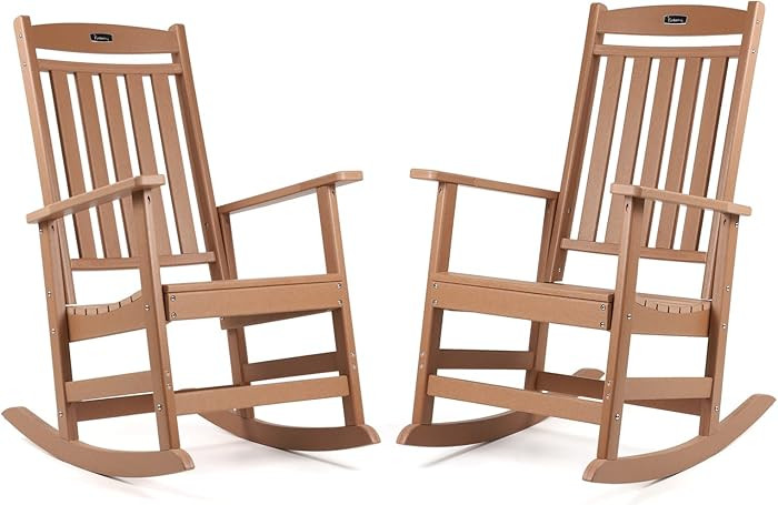 FUNBERRY Outdoor Rocking Chairs Set of 2, HDPE All Weather Poly Lumber Rocker, High Back Patio Ro... | Amazon (US)