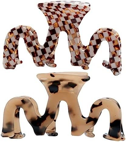 Amazon.com : Large Tortoise Shell Claw Clip 3.5 Inch Cellulose Acetate Hair Claw Clips Checkered ... | Amazon (US)