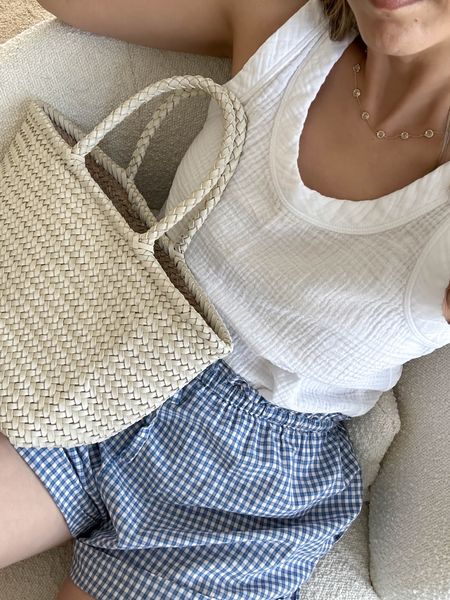 The best gauze tank. Here’s another pair of doen shirts perfect for summer. Lightweight and super comfy. Mine are old, so linked similar. 

Haven Well Within tank xs
Doen shorts xs
Club Monaco tote (old)
Doen necklace. 

#LTKunder100 #LTKSeasonal