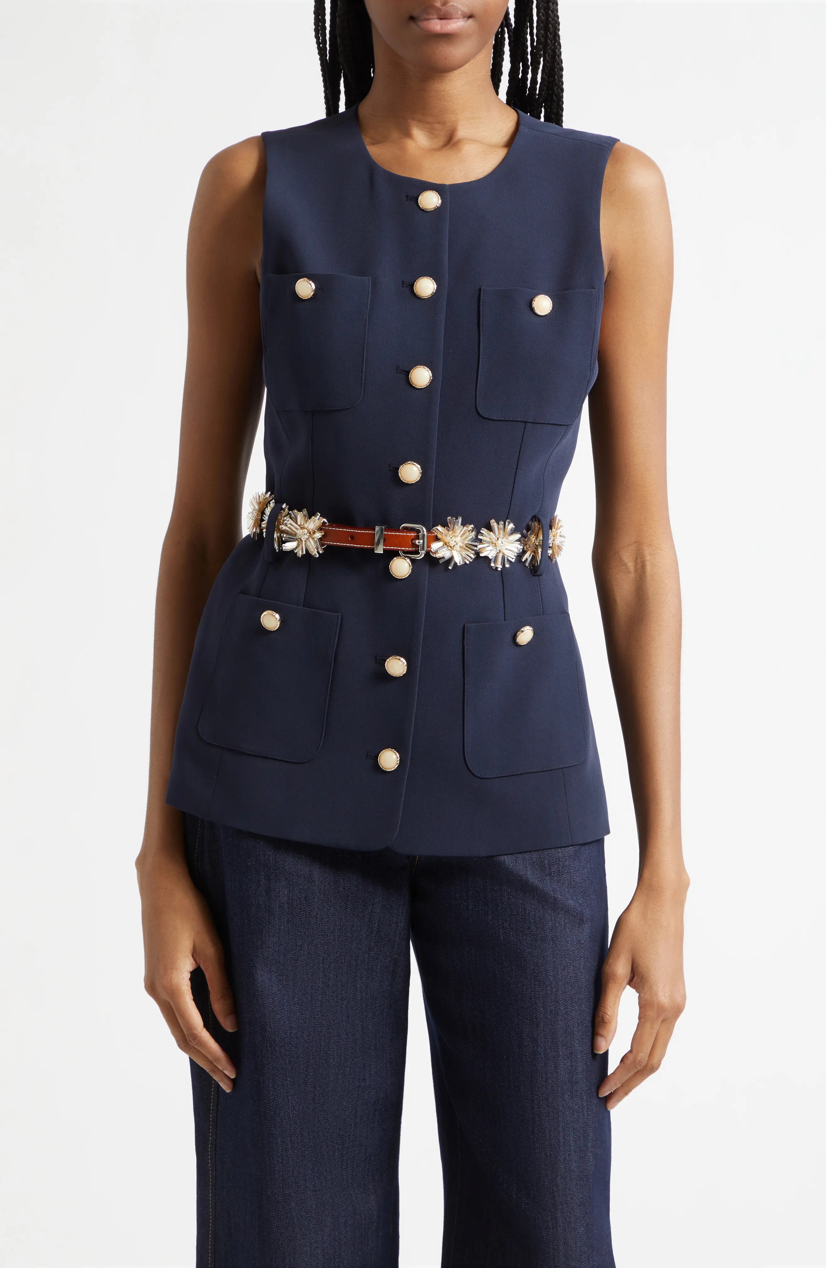 Cinq \u00e0 Sept Sunflare Belted Kole Vest (Women) | Nordstrom | Nordstrom