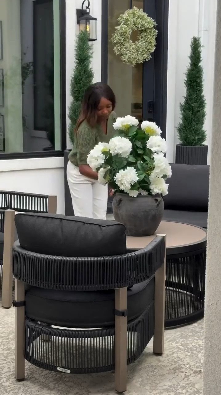 For this outdoor curation with the most gorgeous finds ☺️… 

Pro Tip to keep your artificial trees standing…. Add sand around them in the planter 😜🫶🏽

#LTKHome #LTKSaleAlert