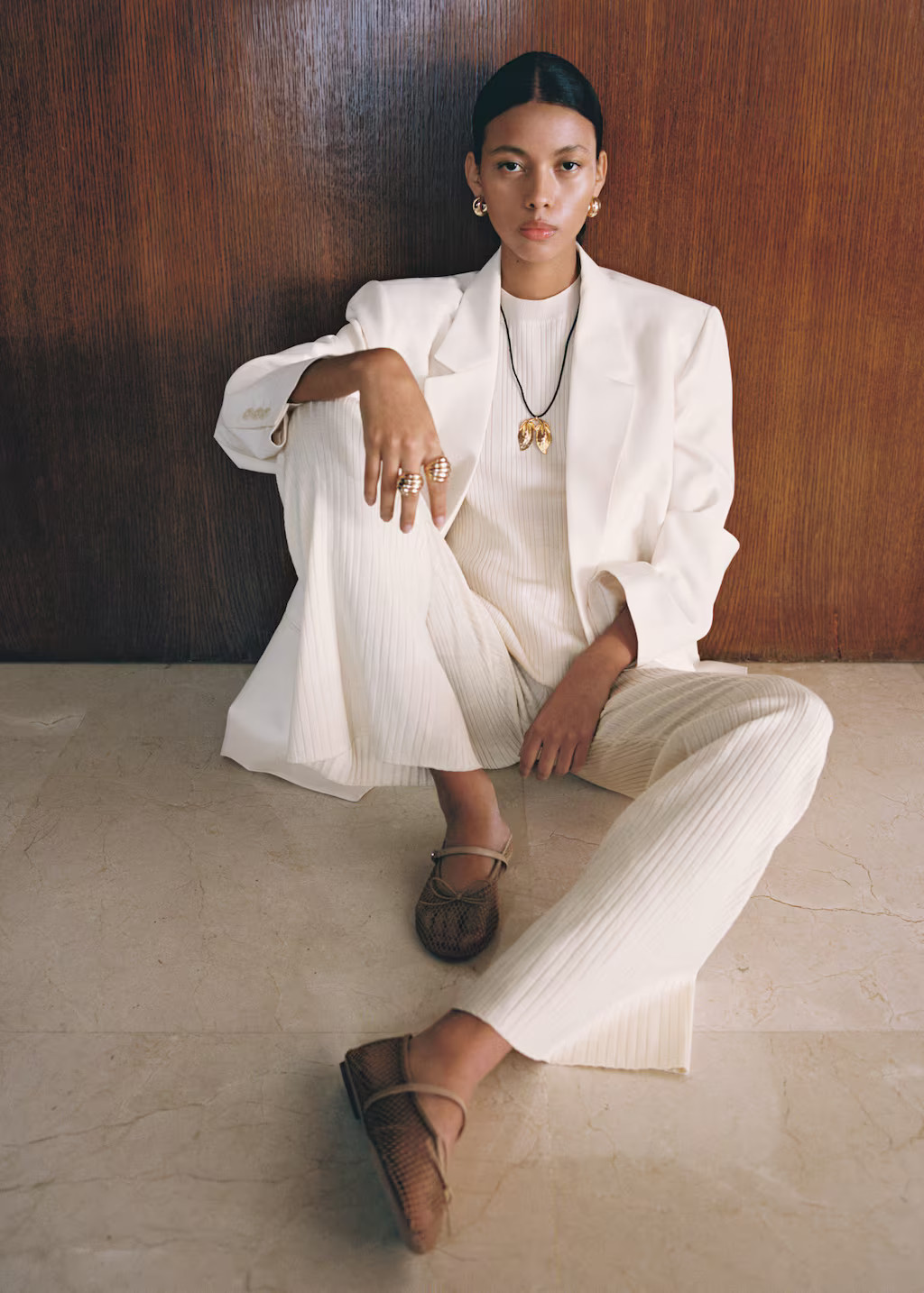 Mesh ballet flats with buckle strap nude - Women - 8½ - MANGO | Mango (US/MX/AU)