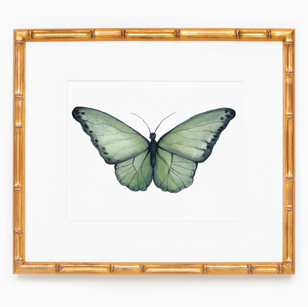 Art Print: Dark Green Butterfly Watercolor Butterfly Print Butterfly Art Moth Butterfly Painting ... | Etsy (US)