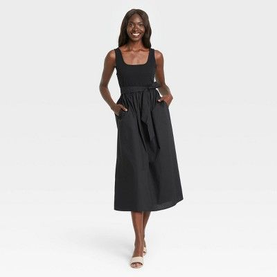 Women's Sleeveless Knit Woven Dress - Who What Wear™ | Target