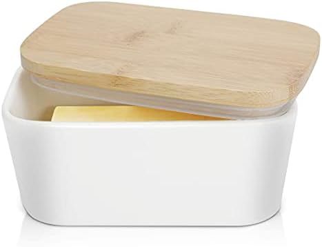 Large Butter Dish 22 oz (650ml), Airtight Butter Keeper Butter Container, Porcelain Butter Keeper... | Amazon (US)