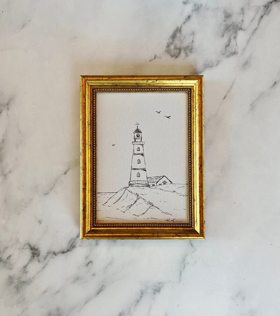 LIGHTHOUSE IV Art Print  Unframed Ink Sketch  Coastal Beach - Etsy | Etsy (US)